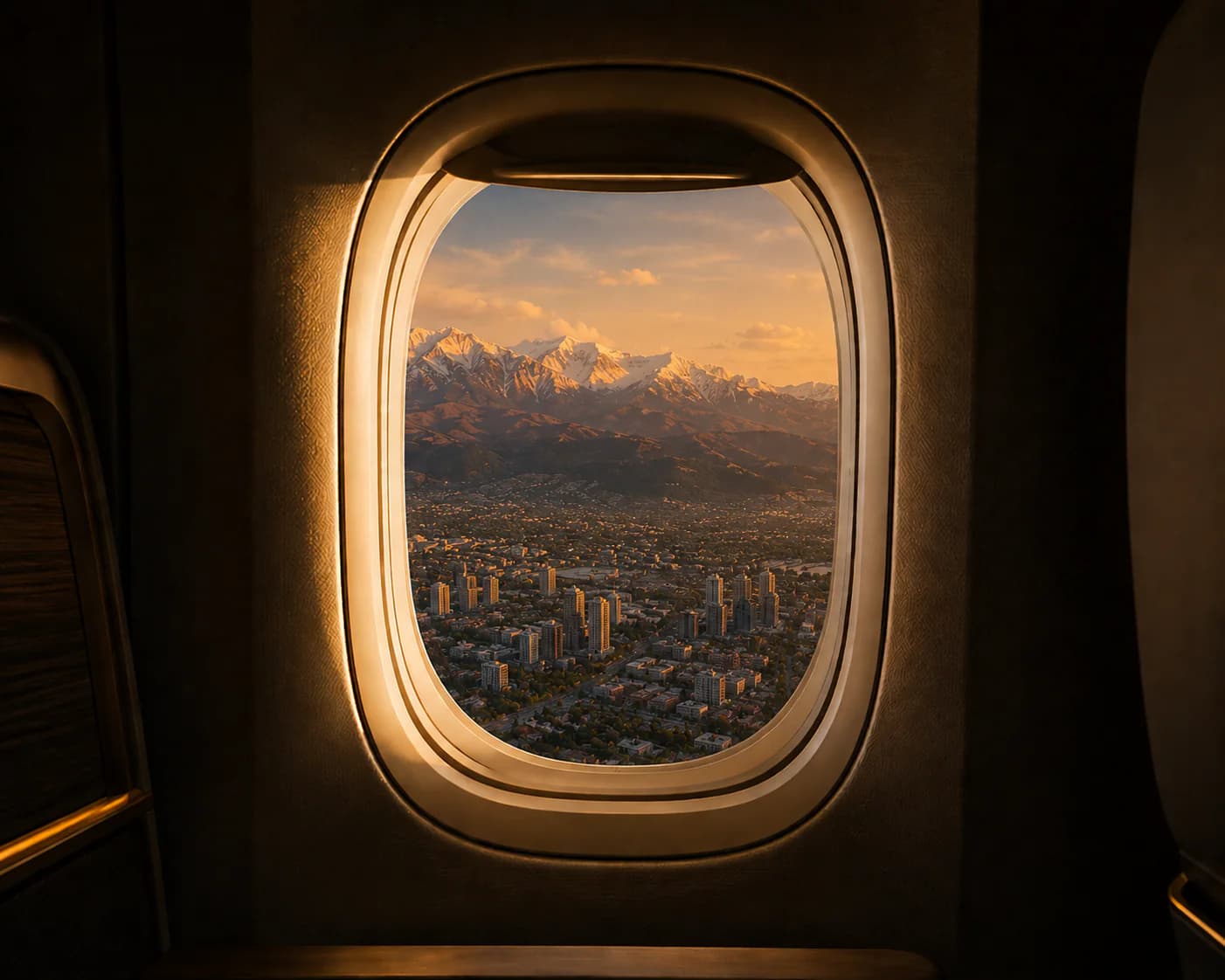 View of Almaty from the cabin window