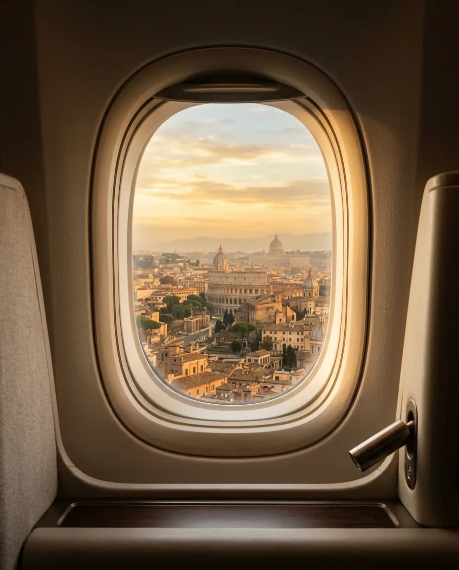 View of Rome from the cabin window